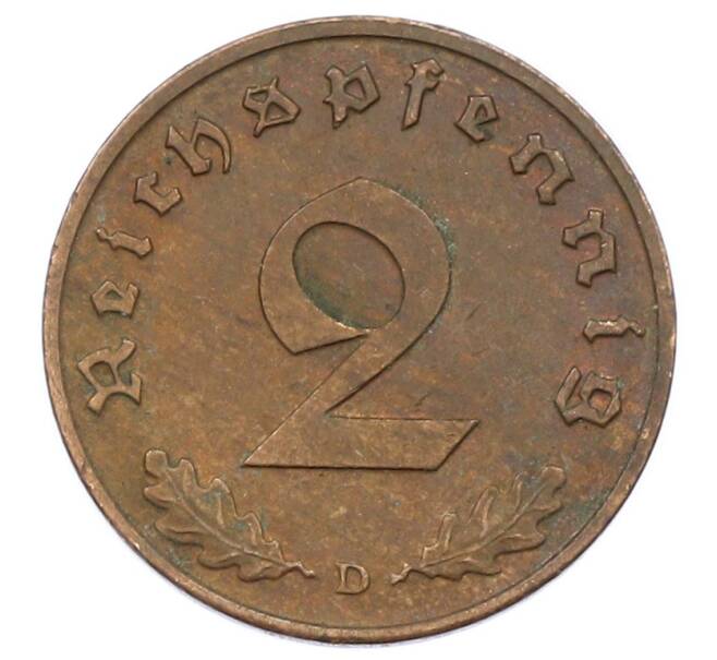 Монета 2 рейхспфеннига 1938 года D Германия (Артикул: K10-2401) — Фото №2
