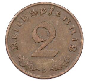 2 рейхспфеннига 1937 года D Германия — Фото №2