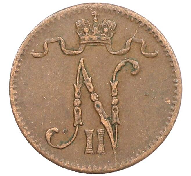 Монета 1 пенни 1916 года Русская Финляндия (Артикул: K10-3024) — Фото №2