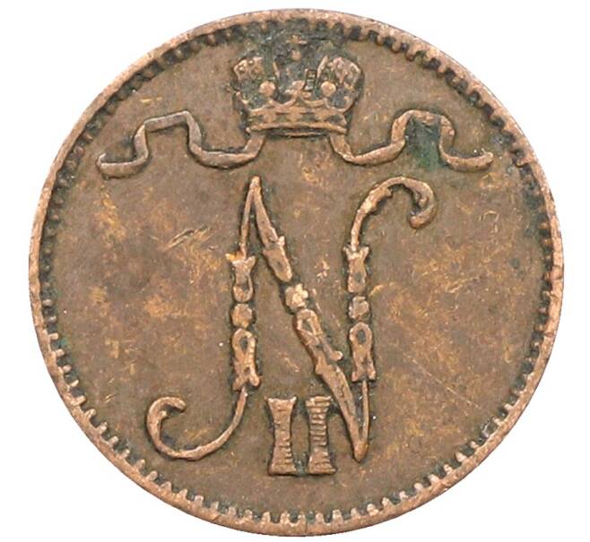 Монета 1 пенни 1907 года Русская Финляндия (Артикул: K10-3033) — Фото №2