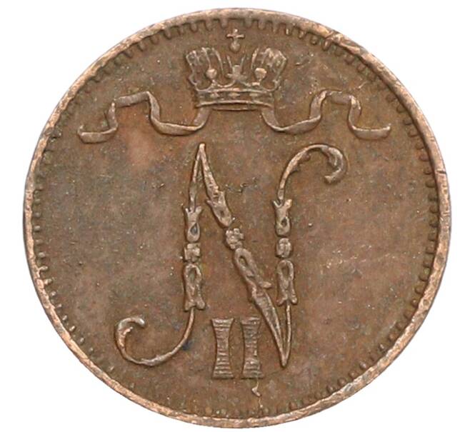 Монета 1 пенни 1909 года Русская Финляндия (Артикул: K10-3036) — Фото №2