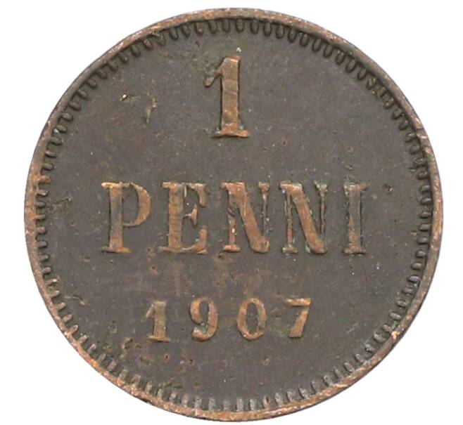 Монета 1 пенни 1907 года Русская Финляндия (Артикул: K10-3044) — Фото №1