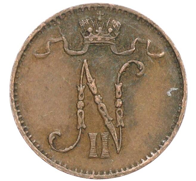 Монета 1 пенни 1907 года Русская Финляндия (Артикул: K10-3050) — Фото №2