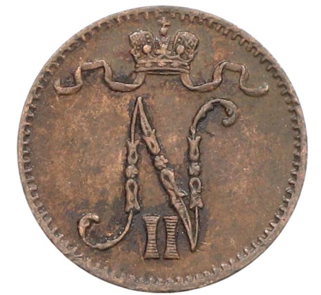 Монета 1 пенни 1900 года Русская Финляндия (Артикул: K10-3053) — Фото №2
