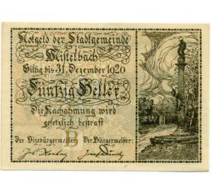 50 геллеров 1920 года Австрия — Мистельбах (Нотгельд) — Фото №1