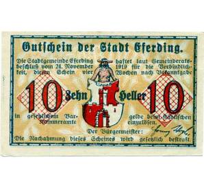 10 геллеров 1919 года Австрия — Эфердинг (Нотгельд) — Фото №1