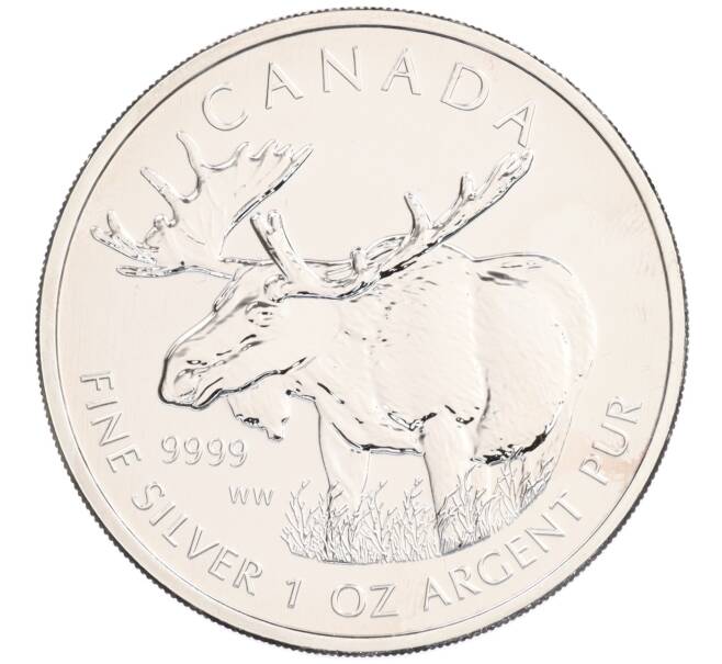 Монета 5 долларов 2012 года Канада «Канадская Фауна — Лось» (Артикул: K10-2883) — Фото №1