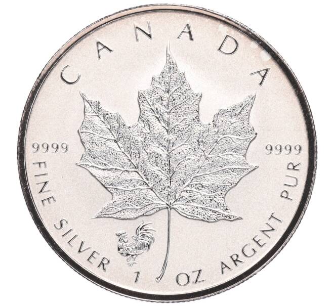 Монета 5 долларов 2017 года Канада «Кленовый лист — Год петуха» (Артикул: K10-2902) — Фото №1