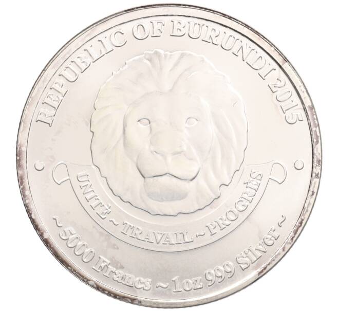 Монета 5000 франков 2015 года Бурунди «Африканский лев» (Артикул: K10-2905) — Фото №2