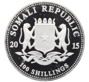 100 шиллингов 2015 года Сомали «Дикая природа Африки — Слон» — Фото №2
