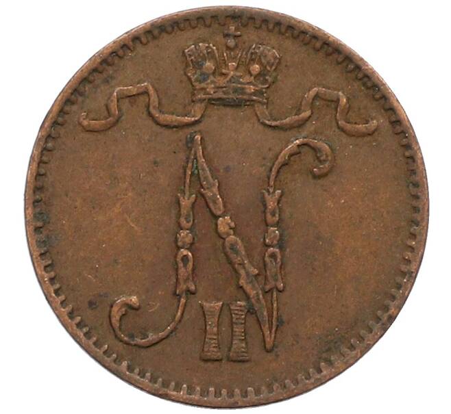 Монета 1 пенни 1909 года Русская Финляндия (Артикул: K10-3332) — Фото №2