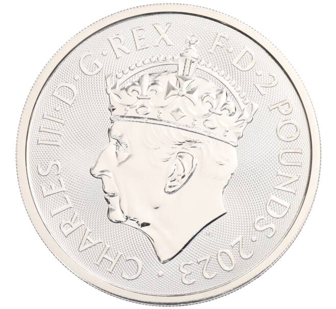 Монета 2 фунта 2023 года Великобритания «Британия» (Портрет Карла III с короной) (Артикул: K10-3736) — Фото №2