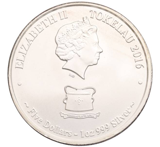 Монета 5 долларов 2016 года Токелау «Морские жители Токелау — Парусник» (Артикул: K10-3783) — Фото №2