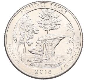 1/4 доллара (25 центов) 2018 года P США «Национальные парки — №41 Национальное побережье живописных камней» — Фото №1