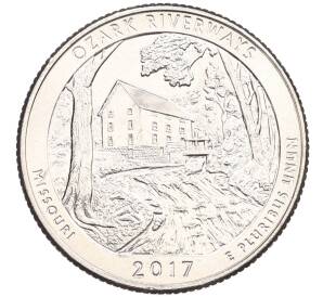 1/4 доллара (25 центов) 2017 года D США «Национальные парки — №38 Водные пути Озарк» — Фото №1