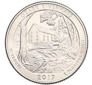 1/4 доллара (25 центов) 2017 года D США «Национальные парки — №38 Водные пути Озарк» — Фото №1