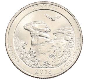 1/4 доллара (25 центов) 2016 года P США «Национальные парки — №31 Национальный лес Шоуни» — Фото №1