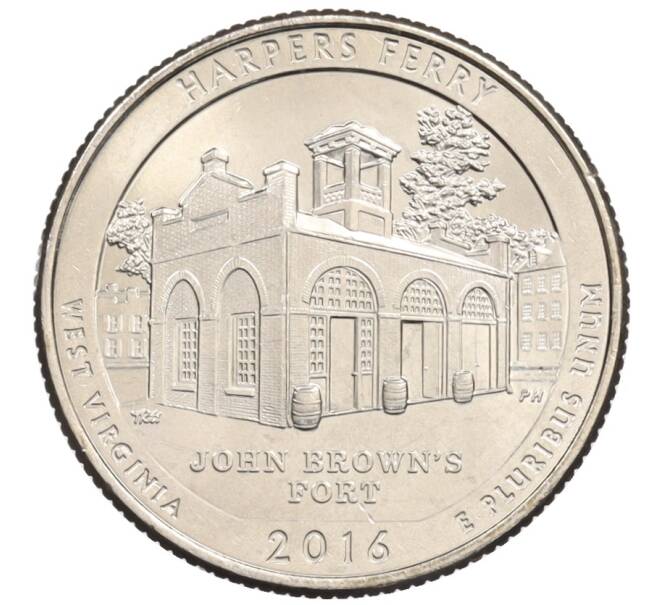 Монета 1/4 доллара (25 центов) 2016 года P США «Национальные парки — №33 Харперс Ферри» (Артикул: M2-90068) — Фото №1
