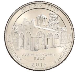 1/4 доллара (25 центов) 2016 года P США «Национальные парки — №33 Харперс Ферри» — Фото №1