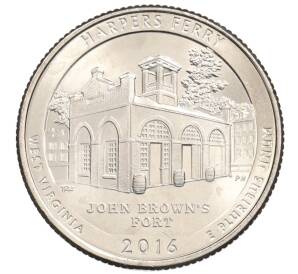 1/4 доллара (25 центов) 2016 года P США «Национальные парки — №33 Харперс Ферри» — Фото №1