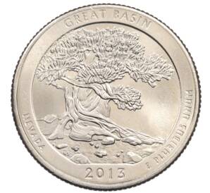 1/4 доллара (25 центов) 2013 года P США «Национальные парки — №18 Национальный парк Грейт-Бейсин» — Фото №1