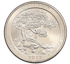 1/4 доллара (25 центов) 2013 года P США «Национальные парки — №18 Национальный парк Грейт-Бейсин» — Фото №1