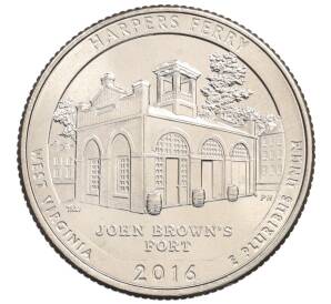 1/4 доллара (25 центов) 2016 года D США «Национальные парки — №33 Харперс Ферри» — Фото №1