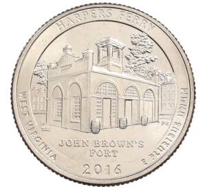 1/4 доллара (25 центов) 2016 года D США «Национальные парки — №33 Харперс Ферри» — Фото №1