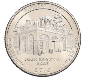 1/4 доллара (25 центов) 2016 года D США «Национальные парки — №33 Харперс Ферри» — Фото №1
