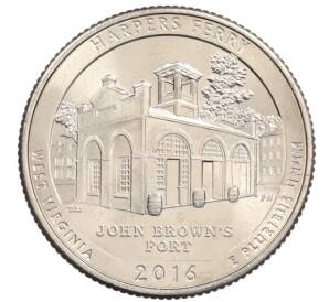 1/4 доллара (25 центов) 2016 года D США «Национальные парки — №33 Харперс Ферри» — Фото №1