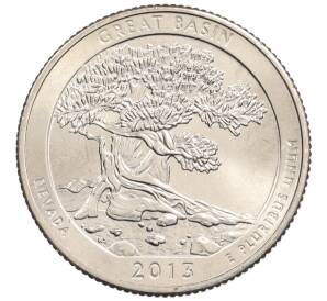 1/4 доллара (25 центов) 2013 года D США «Национальные парки — №18 Национальный парк Грейт-Бейсин» — Фото №1