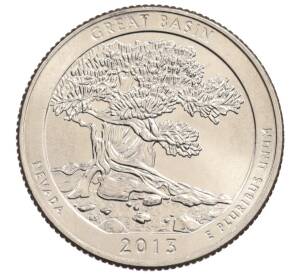 1/4 доллара (25 центов) 2013 года D США «Национальные парки — №18 Национальный парк Грейт-Бейсин» — Фото №1