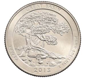 1/4 доллара (25 центов) 2013 года D США «Национальные парки — №18 Национальный парк Грейт-Бейсин» — Фото №1