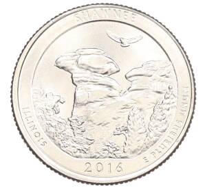 1/4 доллара (25 центов) 2016 года P США «Национальные парки — №31 Национальный лес Шоуни» — Фото №1