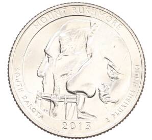 1/4 доллара (25 центов) 2013 года D США «Национальные парки — №20 Национальный мемориал Маунт-Рашмор» — Фото №1