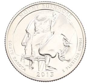 1/4 доллара (25 центов) 2013 года D США «Национальные парки — №20 Национальный мемориал Маунт-Рашмор» — Фото №1