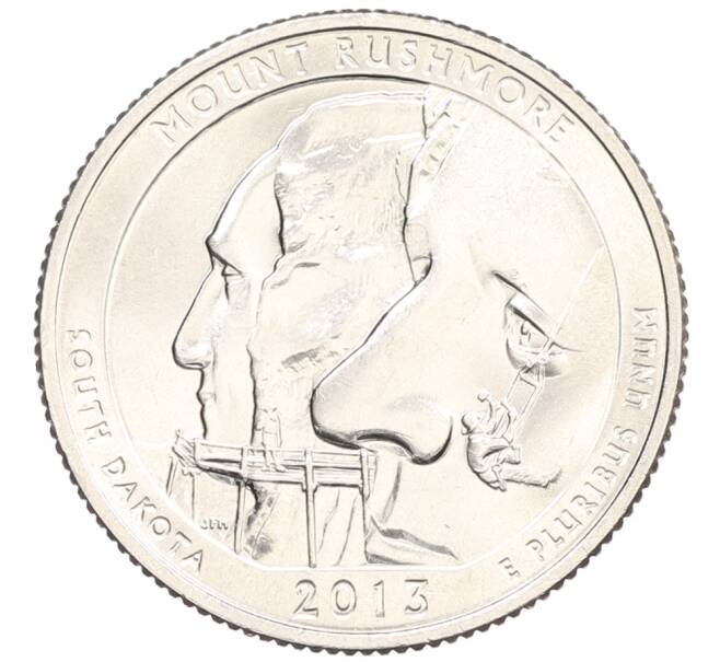 Монета 1/4 доллара (25 центов) 2013 года D США «Национальные парки — №20 Национальный мемориал Маунт-Рашмор» (Артикул: M2-90110) — Фото №1