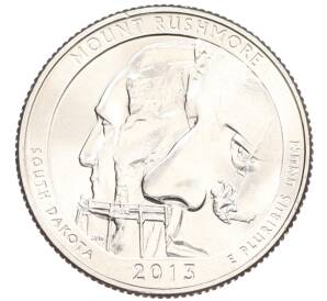 1/4 доллара (25 центов) 2013 года D США «Национальные парки — №20 Национальный мемориал Маунт-Рашмор» — Фото №1