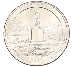 1/4 доллара (25 центов) 2011 года P США «Национальные парки — №6 Национальный парк Геттисберг» — Фото №1