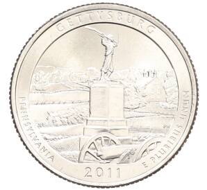 1/4 доллара (25 центов) 2011 года P США «Национальные парки — №6 Национальный парк Геттисберг» — Фото №1