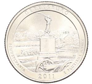 1/4 доллара (25 центов) 2011 года P США «Национальные парки — №6 Национальный парк Геттисберг» — Фото №1