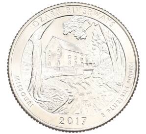 1/4 доллара (25 центов) 2017 года D США «Национальные парки — №38 Водные пути Озарк» — Фото №1