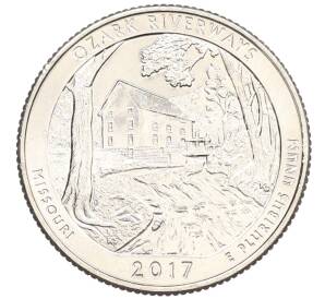 1/4 доллара (25 центов) 2017 года D США «Национальные парки — №38 Водные пути Озарк» — Фото №1