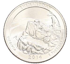 1/4 доллара (25 центов) 2014 года D США «Национальные парки — №22 Национальный парк Шенандоа» — Фото №1