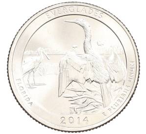 1/4 доллара (25 центов) 2014 года P США «Национальные парки — №25 Национальный парк Эверглейдс»