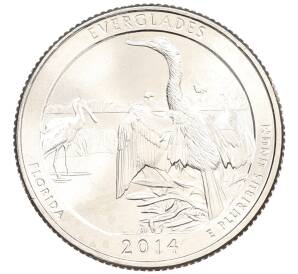 1/4 доллара (25 центов) 2014 года P США «Национальные парки — №25 Национальный парк Эверглейдс»