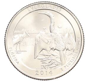 1/4 доллара (25 центов) 2014 года P США «Национальные парки — №25 Национальный парк Эверглейдс»