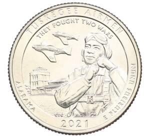 1/4 доллара (25 центов) 2021 года D США «Национальные парки — №56 Национальное историческое место Пилоты из Таскиги» — Фото №1