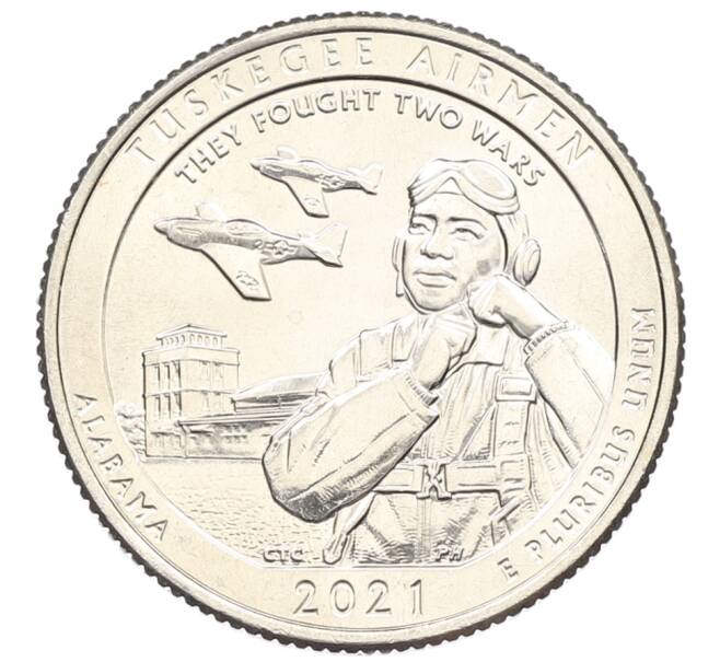Монета 1/4 доллара (25 центов) 2021 года D США «Национальные парки — №56 Национальное историческое место Пилоты из Таскиги» (Артикул: M2-90148) — Фото №1