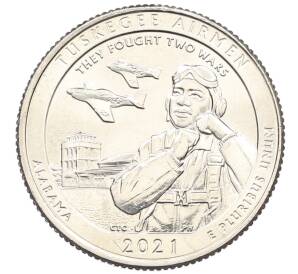 1/4 доллара (25 центов) 2021 года D США «Национальные парки — №56 Национальное историческое место Пилоты из Таскиги» — Фото №1